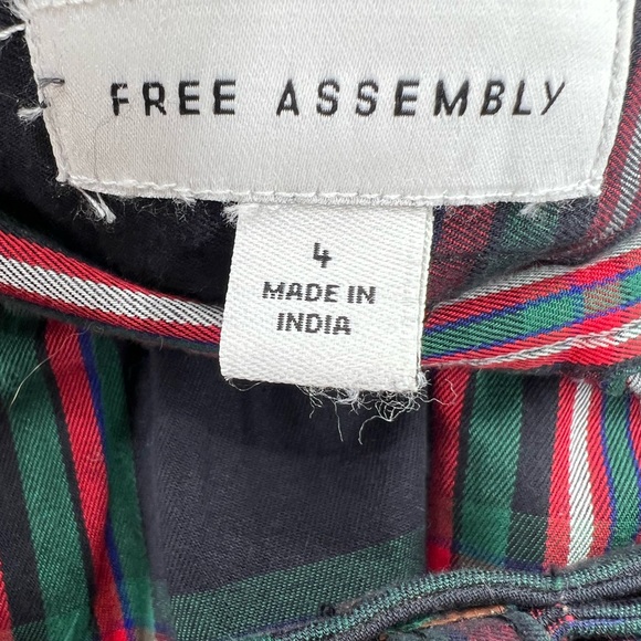 Free Assembly plaid tiered belted skirt midi holiday office casual 4 party - Picture 5 of 9